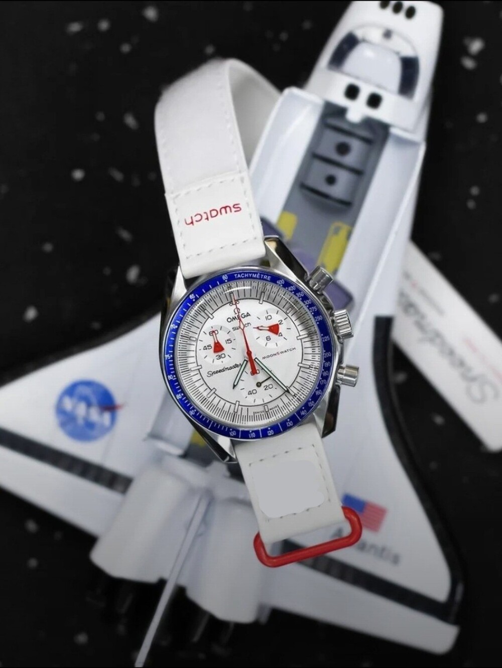 SWATCH MOONWATCH 1 Speedmaster STAINLESS STEEL CASE YOU PICK BEZEL COLOR 42mm